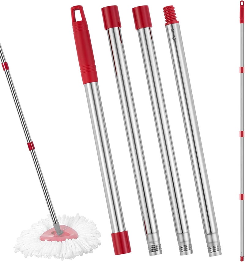 TIDYKITC Mop Replacement Handle Compatible with Ocedar Mop Head and Broom, 4-Section 30" to 58" Spin Mop Stick Compatible with O Cedar Mop Replace Base (Mop Base&Refill not Included) - Image 1